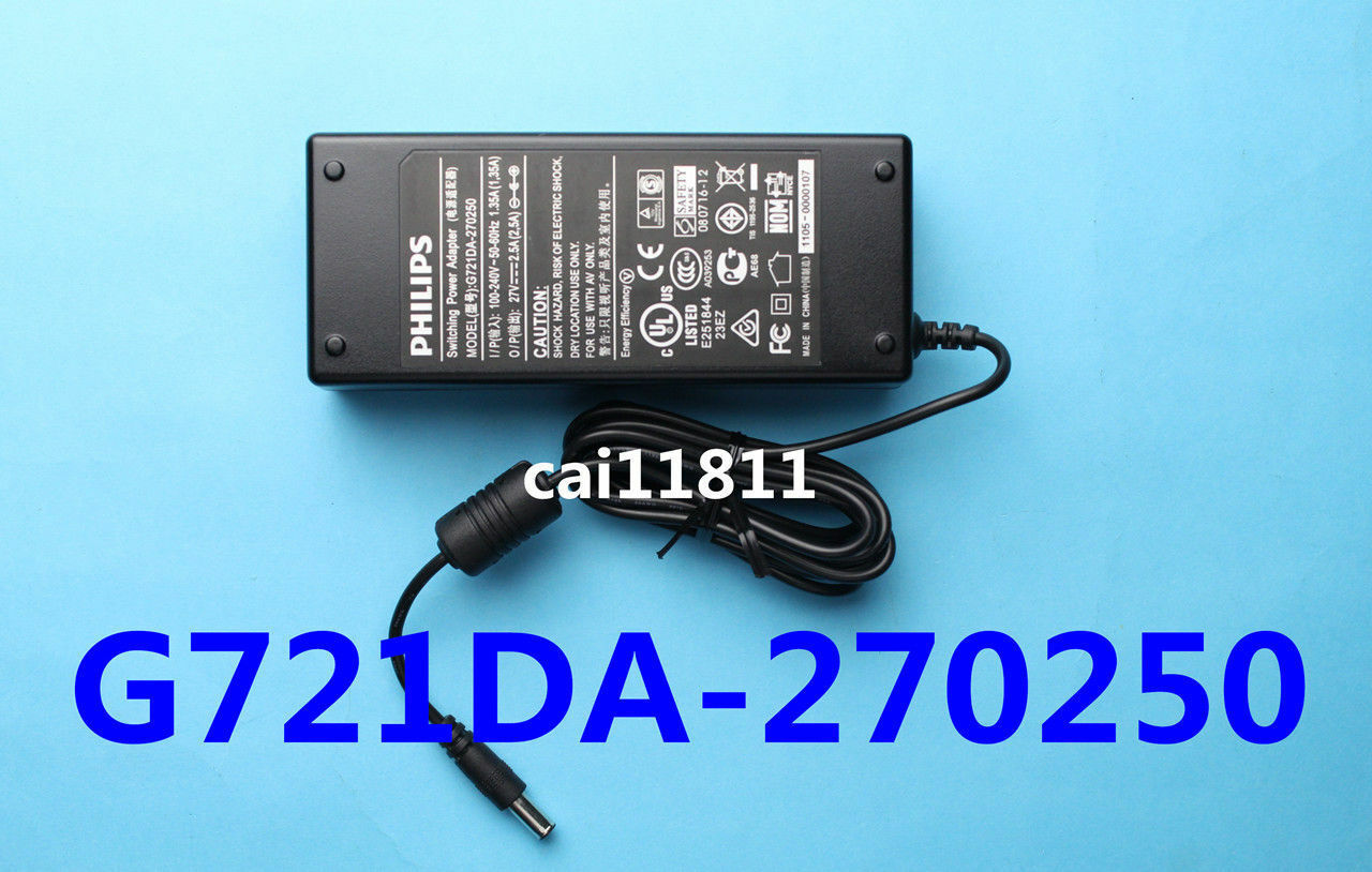 PHILIPS Switching Power Adapter MODEL:G721DA-270250 100-240V 1.35A 27V 2.5A UPC: Does not apply Model: G721DA-270250